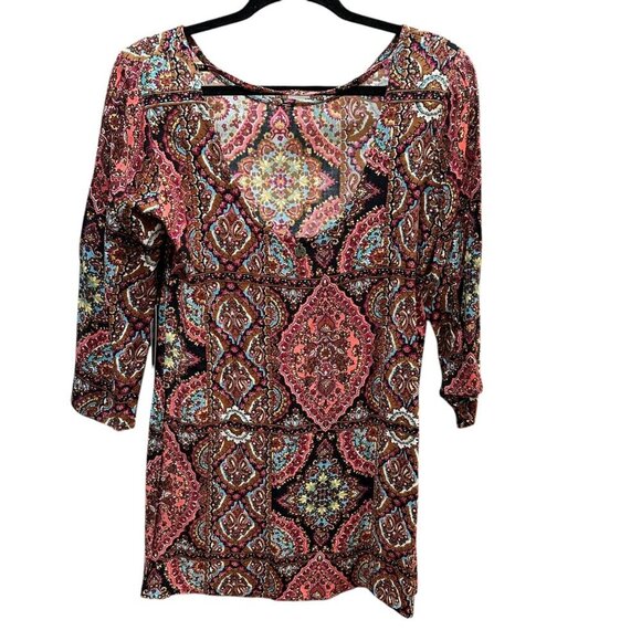 Billabong Gypsy Sol Dress Multiprint Boho Hippie 70's Edgy Size M - Picture 5 of 12